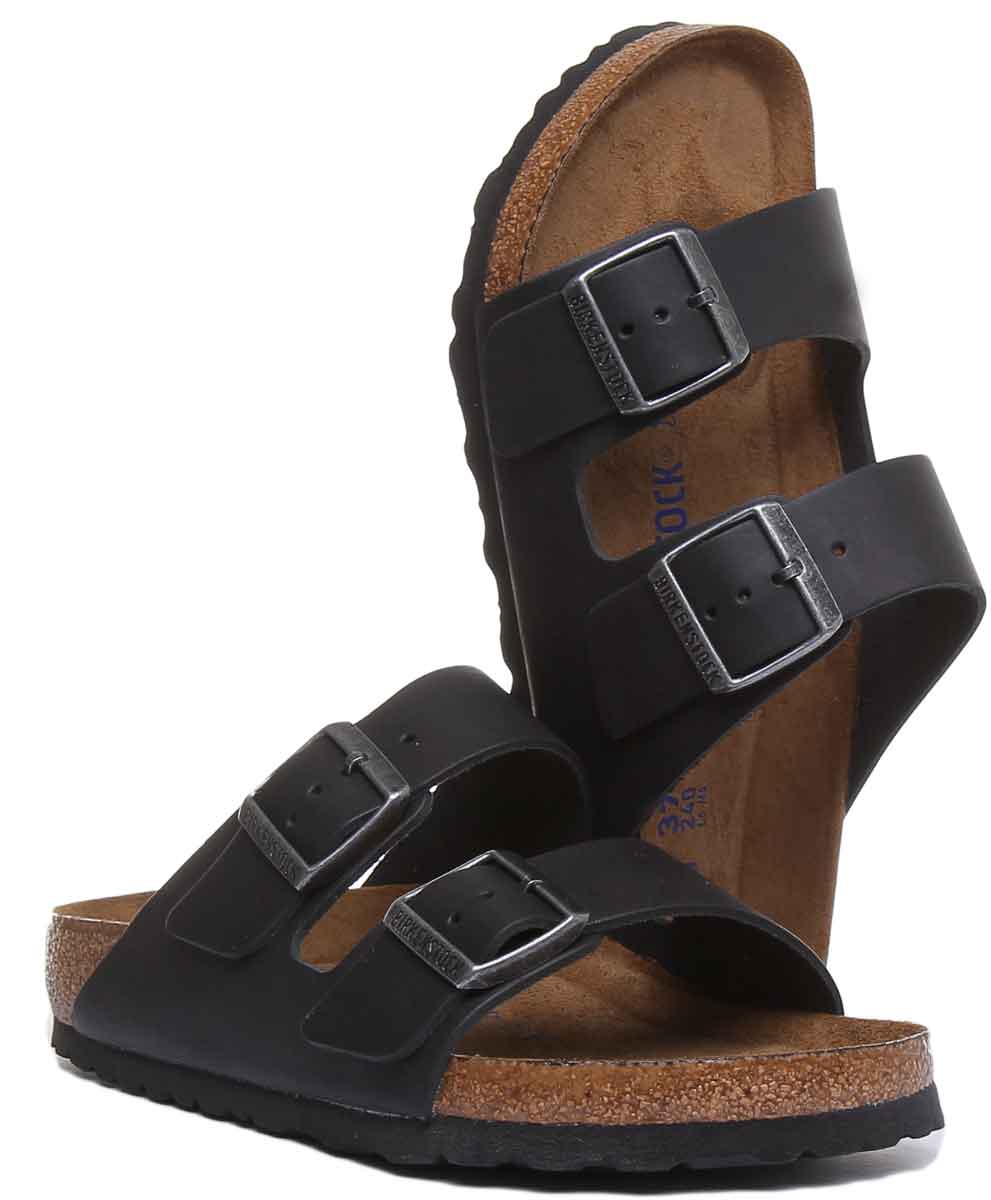Sandalias Birkenstock Arizona | cuero auténtico negro para mujer
