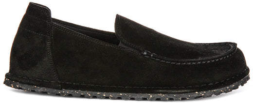Birkenstock Utti scarpe | Pelle scamosciata nera da uomo e donna - Calzata regolare