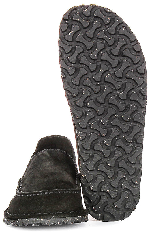 Birkenstock Utti scarpe | Pelle scamosciata nera da uomo e donna - Calzata regolare