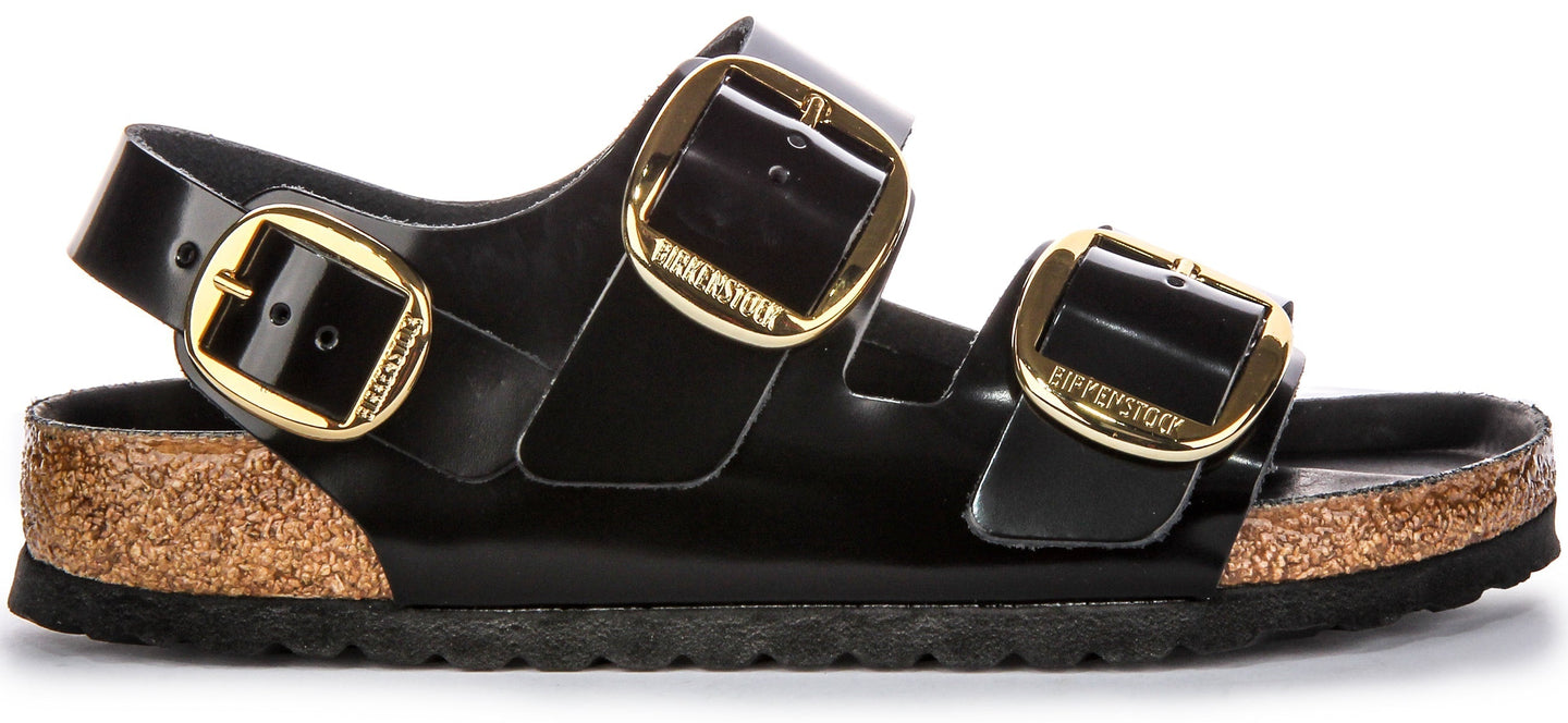Sandales Birkenstock Milano | Cuir à finition vernie noire pour femme