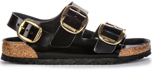 Sandales Birkenstock Milano | Cuir à finition vernie noire pour femme