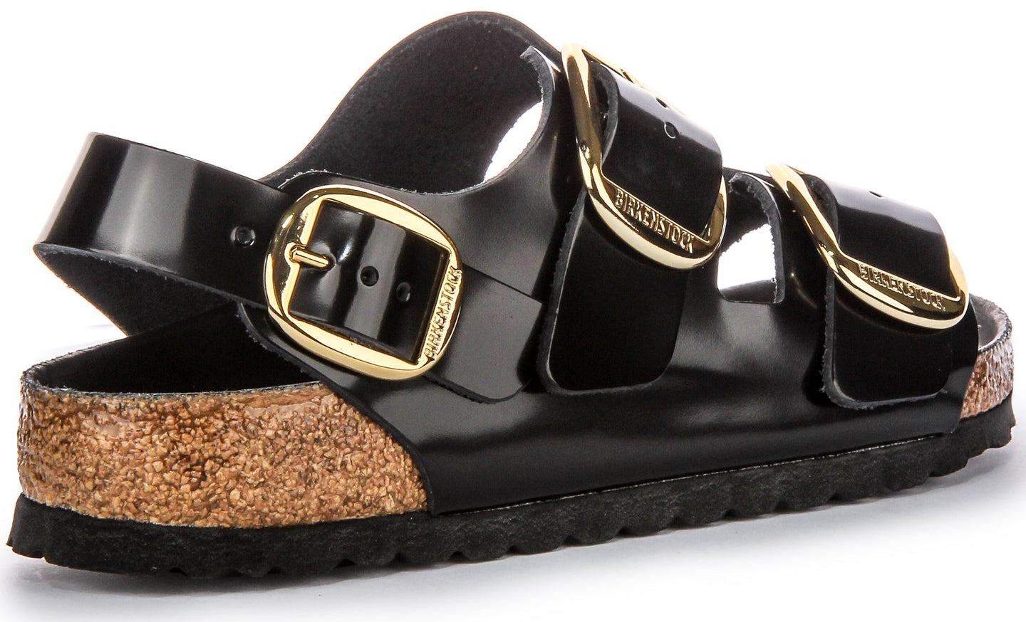 Sandales Birkenstock Milano | Cuir à finition vernie noire pour femme