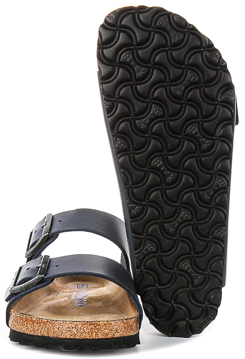 Birkenstock Arizona sandali | Pelle genuina blu - Plantare morbido da uomo e donna - Calzata regolare