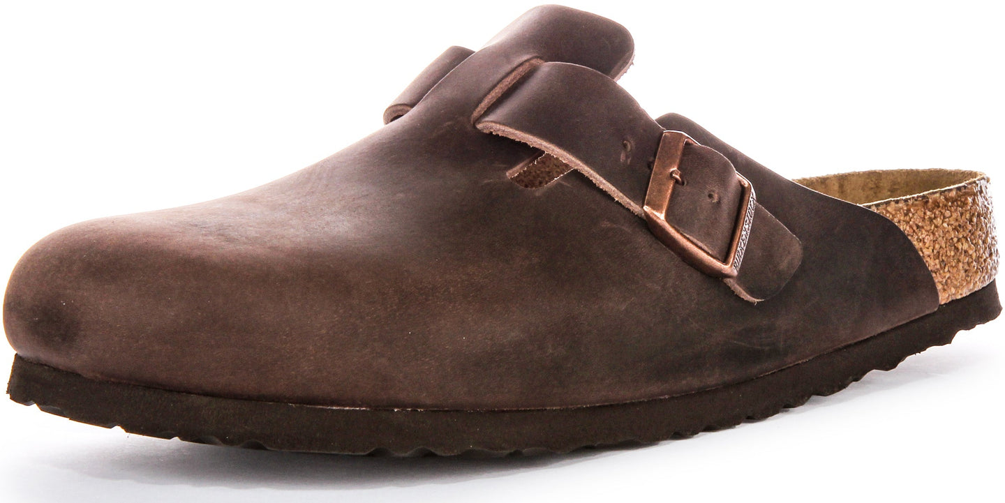 Birkenstock Boston-tofflor | Brunt äkta läder för män och kvinnor