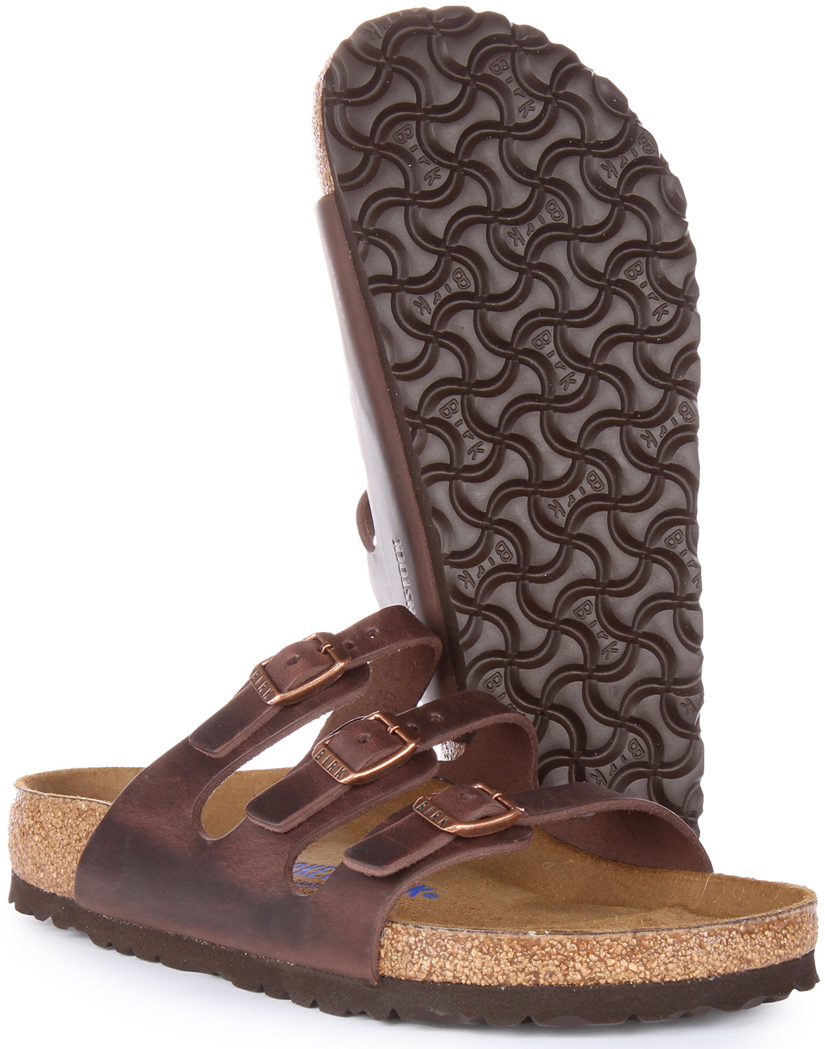 Sandales Birkenstock Florida | cuir véritable marron foncé pour femmes