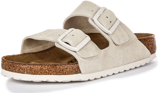 Sandales Birkenstock Arizona | Birko-Flor gris clair pour femmes - largeur normale