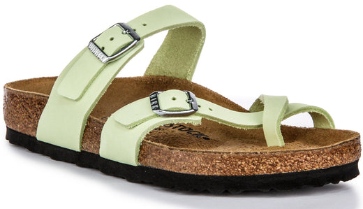Sandales Birkenstock Mayari | Cuir nubuck vert citron pour femmes