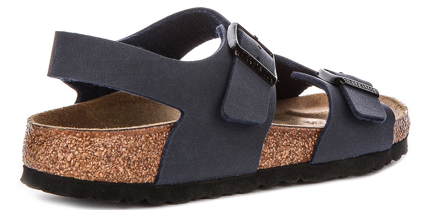 Scarpe Birkenstock New York | materiale della tomaia originale Birkenstock blu navy per bambini - calzata stretta