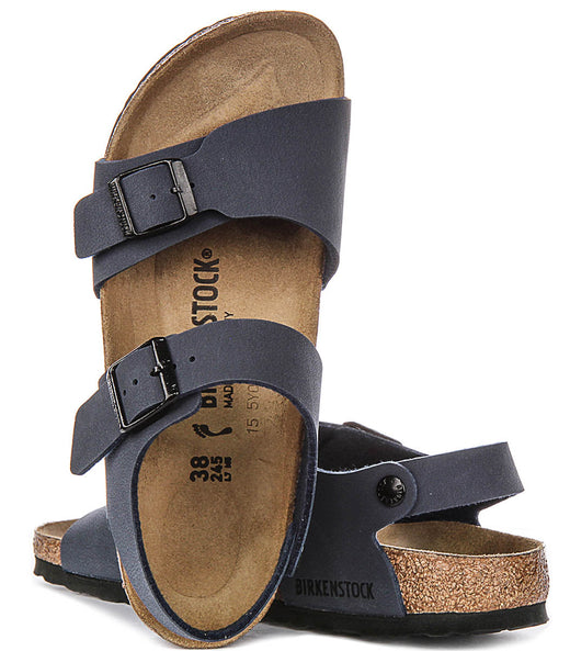 Scarpe Birkenstock New York | materiale della tomaia originale Birkenstock blu navy per bambini - calzata stretta