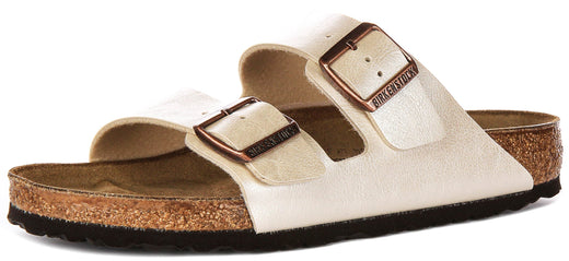 Sandalias Birkenstock Arizona | Birko-Flor blanco perla para mujer - Ajuste regular
