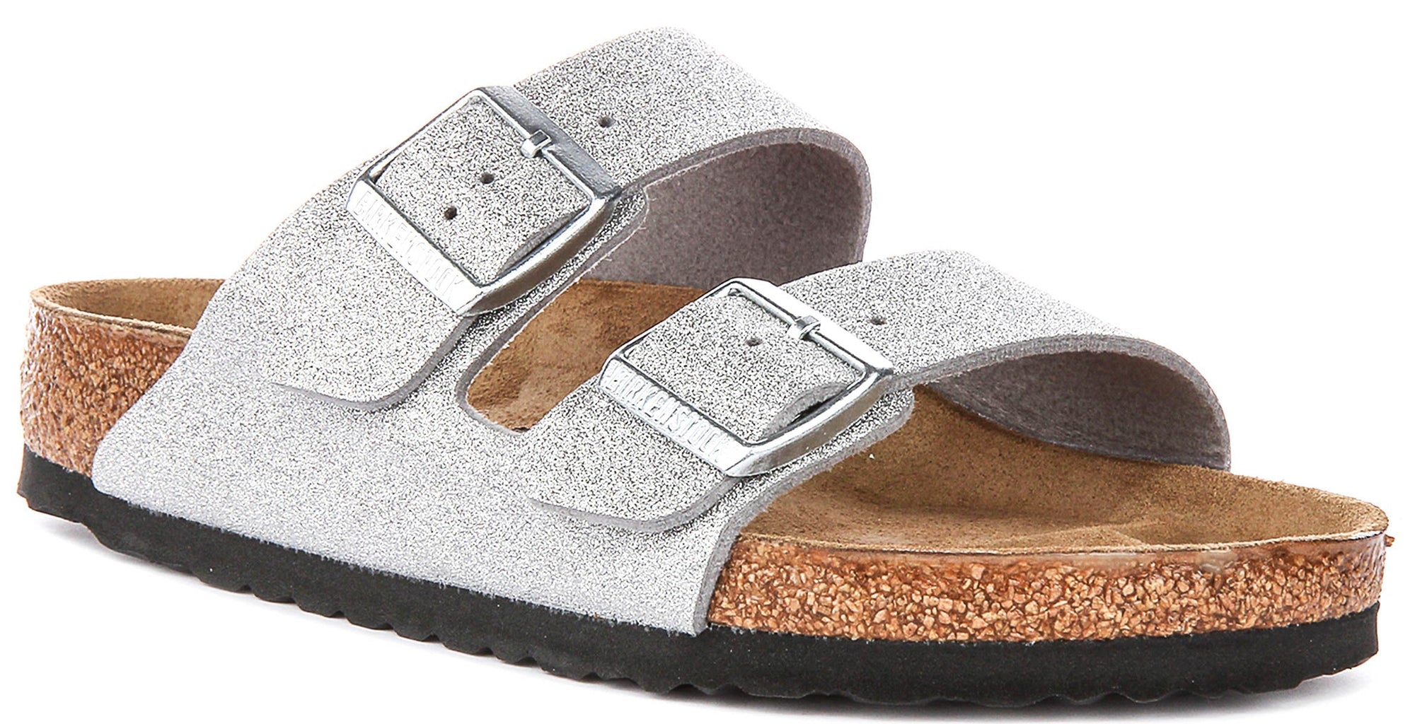 Sandali Birkenstock Arizona | Birko-Flor argento metallizzato - finitura metallizzata da donna - calzata regolare