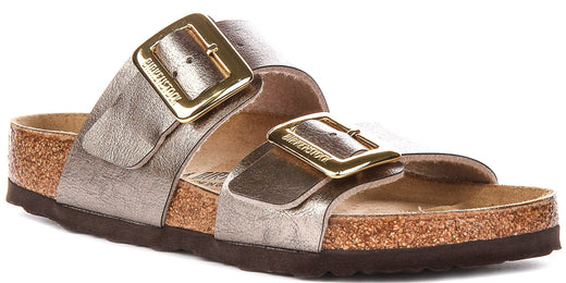 Sabots Birkenstock Sydney Cushion | en cuir suédé taupe pour femmes – largeur normale