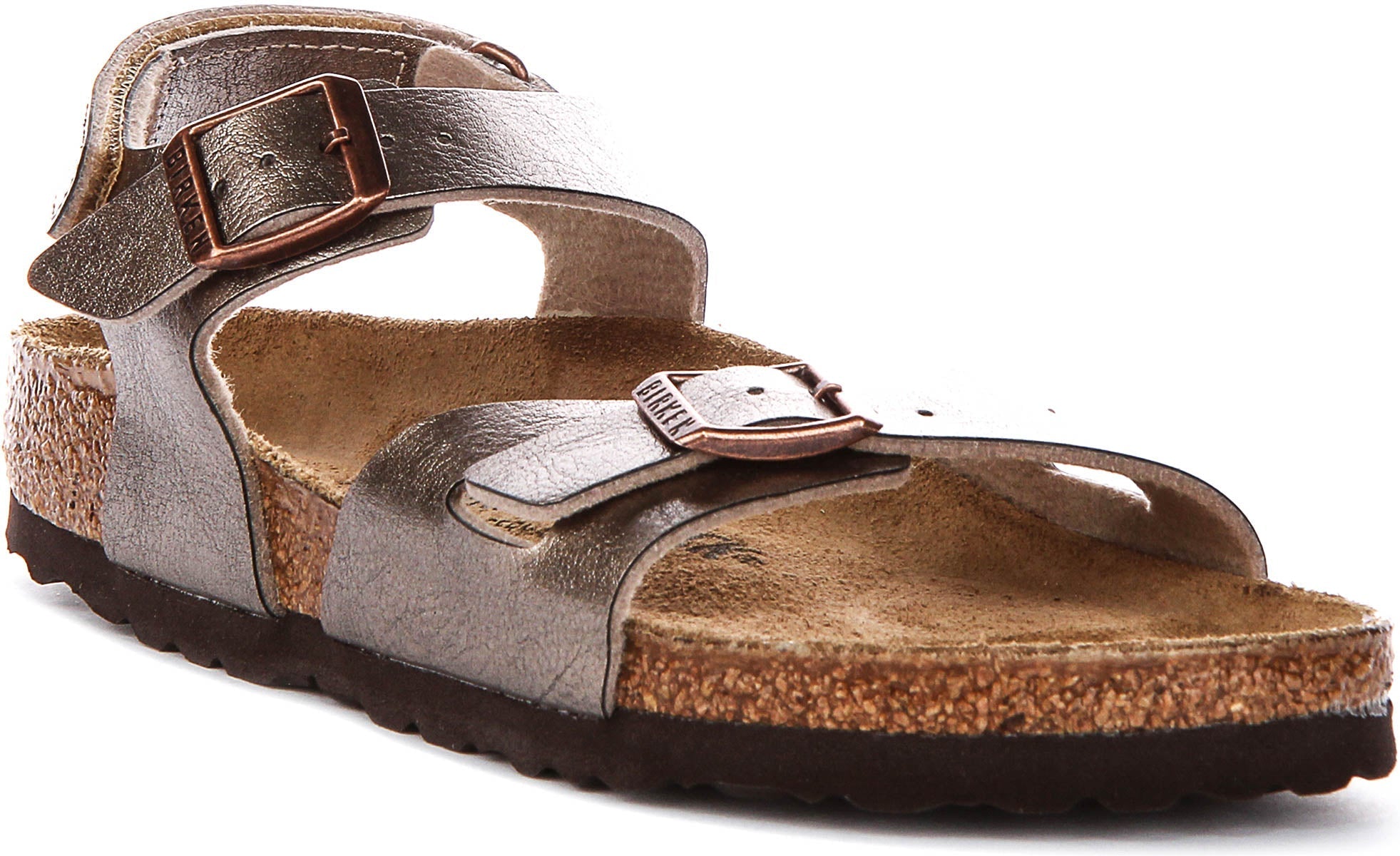 Sandali Birkenstock Rio | Birko-Flor color tortora per bambini - calzata stretta