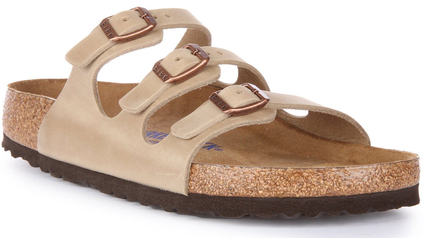 Sandales Birkenstock Florida | Cuir véritable tabac pour homme et femme