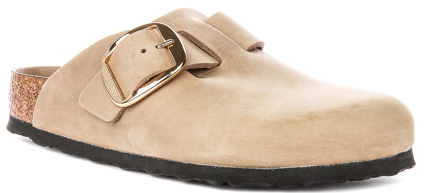 Zoccoli Birkenstock Boston | Pelle nabuk color tabacco - fibbia grande da uomo e donna - calzata regolare