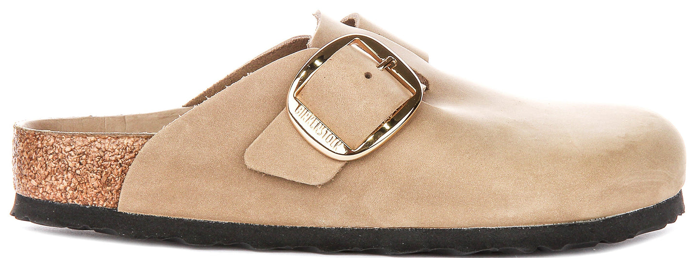 Zoccoli Birkenstock Boston | Pelle nabuk color tabacco - fibbia grande da uomo e donna - calzata regolare