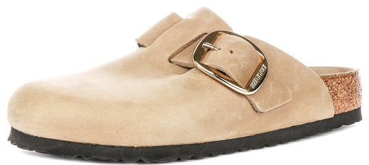 Zoccoli Birkenstock Boston | Pelle nabuk color tabacco - fibbia grande da uomo e donna - calzata regolare