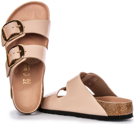 Sandales Birkenstock Arizona | Cuir véritable beige - grande boucle pour femmes