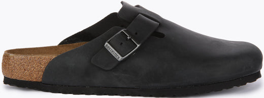 Birkenstock Boston klompen | zwart echt leer voor heren en dames