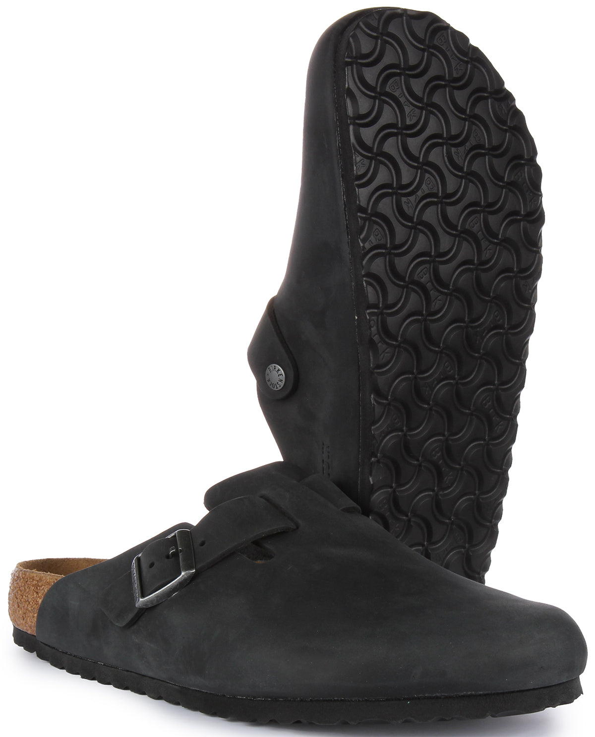 Birkenstock Boston klompen | zwart echt leer voor heren en dames