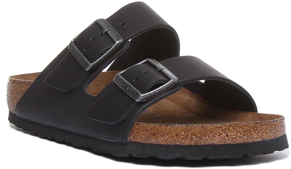 Sandalias Birkenstock Arizona | cuero auténtico negro para mujer