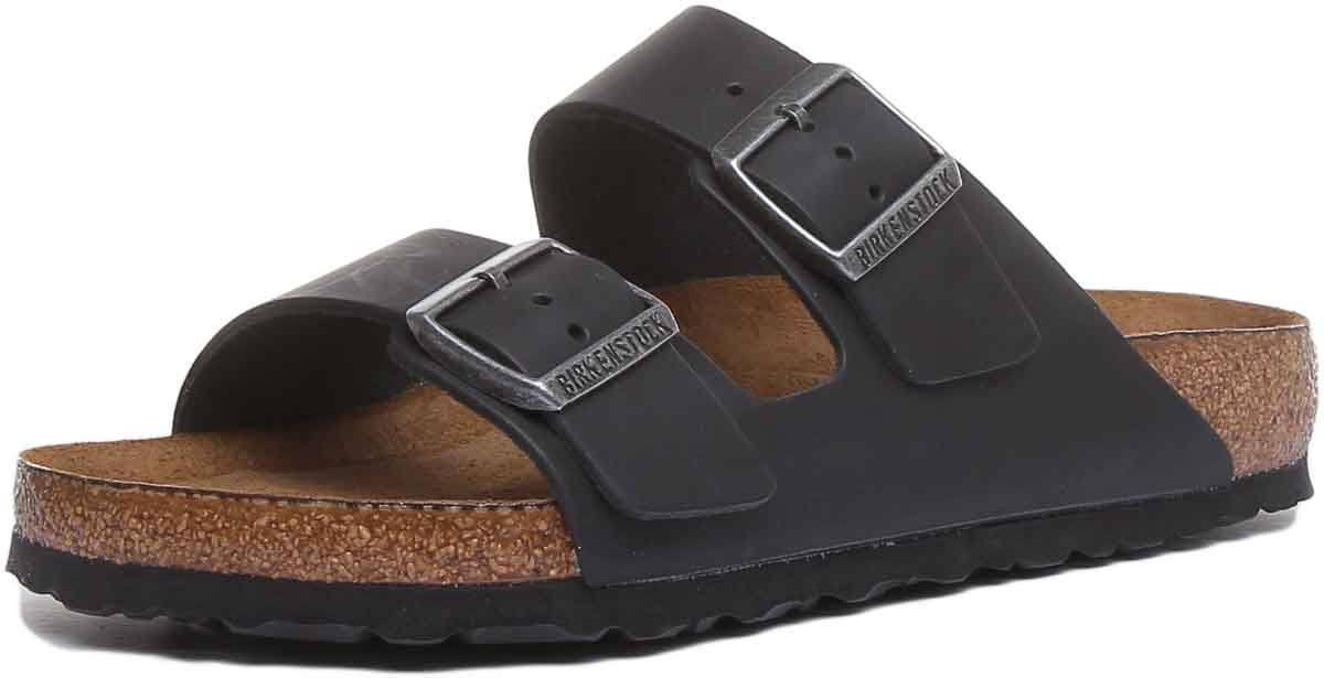 Sandalias Birkenstock Arizona | cuero auténtico negro para mujer