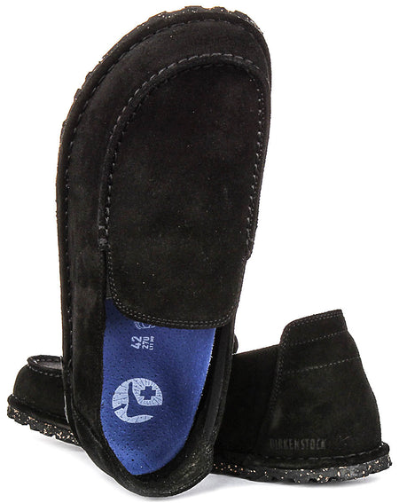 Birkenstock Utti scarpe | Pelle scamosciata nera da uomo e donna - Calzata regolare