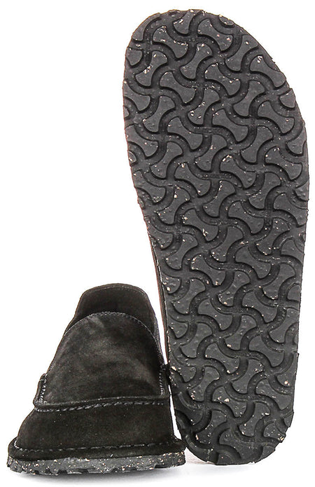 Birkenstock Utti scarpe | Pelle scamosciata nera da uomo e donna - Calzata regolare