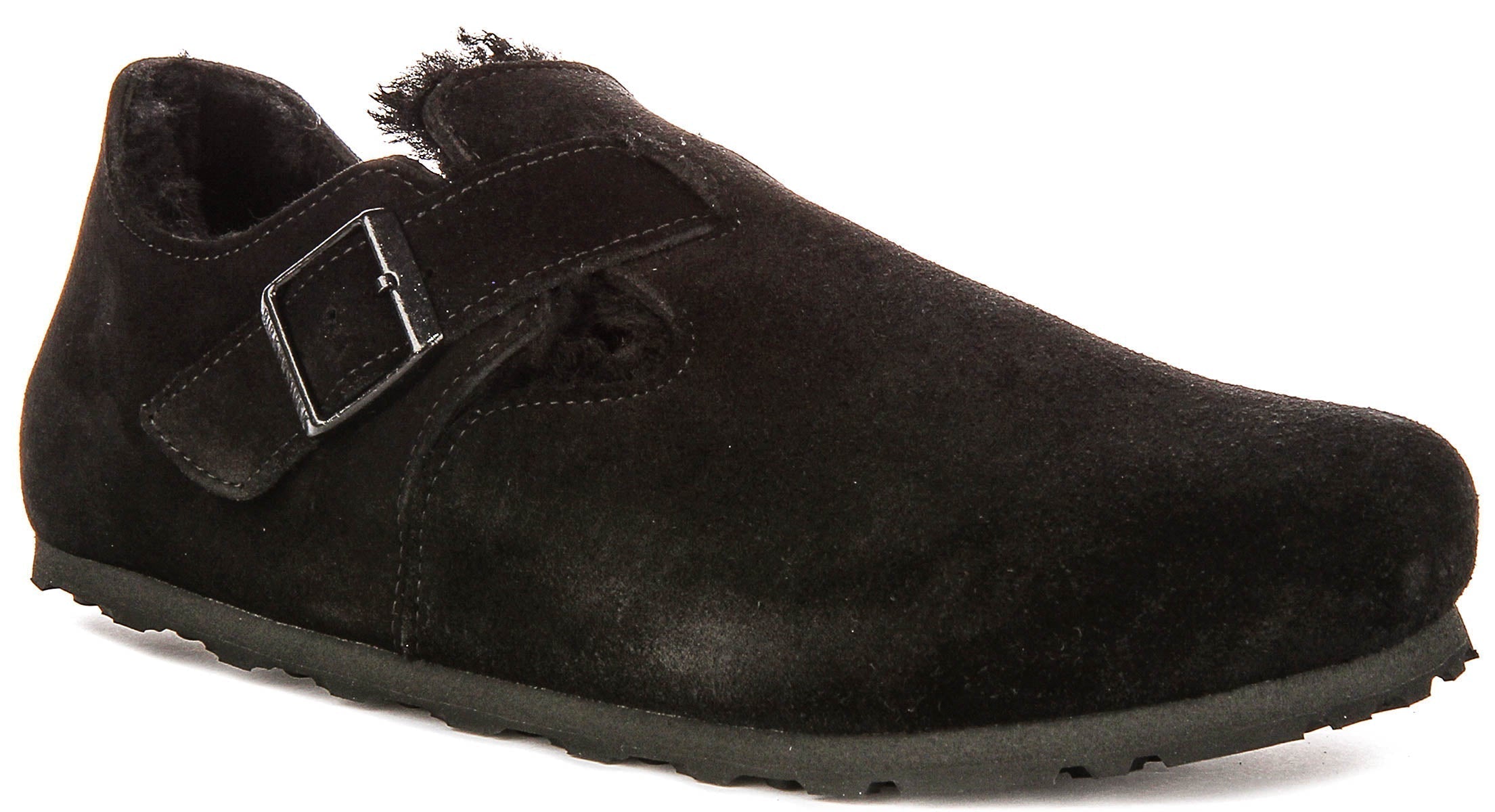 Birkenstock London Clogs | Black shearling-lined suede for Women - Regular Fit