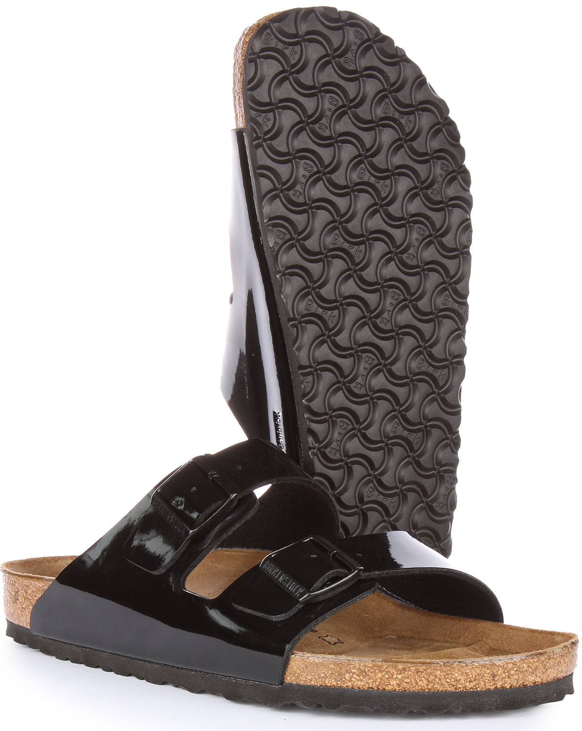 Sandalias Birkenstock Arizona | Birko-Flor negro charolado para hombre y mujer