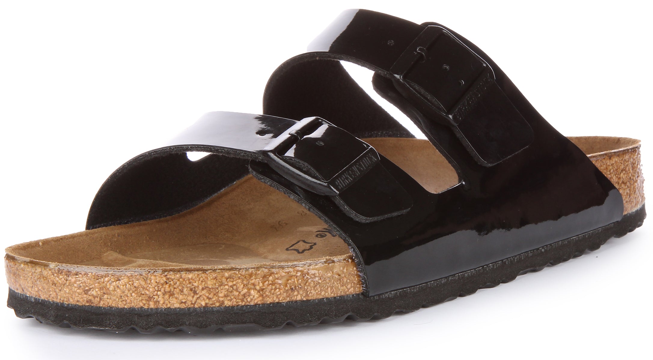 Sandalias Birkenstock Arizona | Birko-Flor negro charolado para hombre y mujer