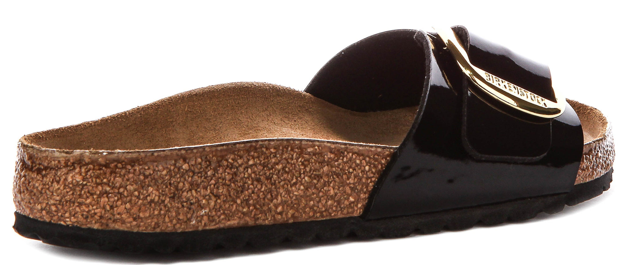 Sandali Birkenstock Madrid | pelle nera con finitura verniciata - fibbia grande da donna - calzata regolare