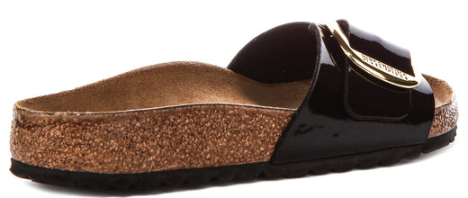 Sandali Birkenstock Madrid | pelle nera con finitura verniciata - fibbia grande da donna - calzata regolare