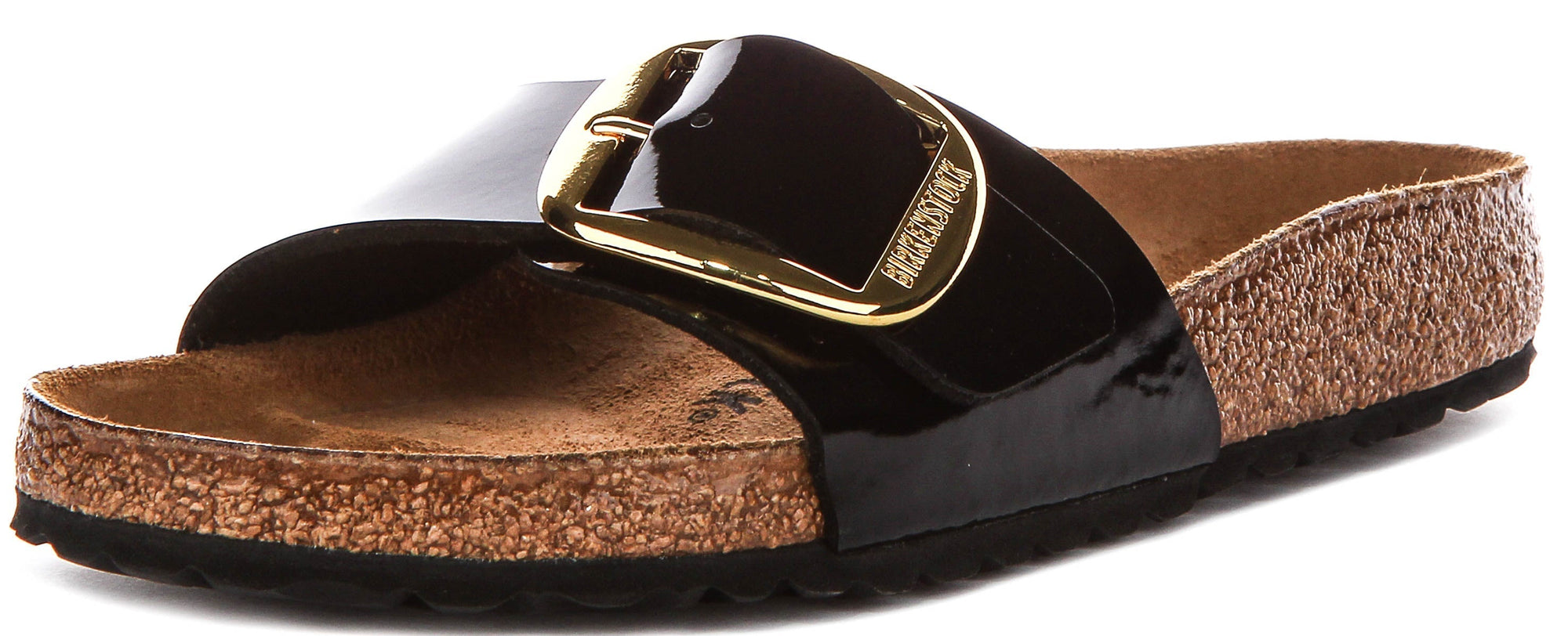 Sandali Birkenstock Madrid | pelle nera con finitura verniciata - fibbia grande da donna - calzata regolare