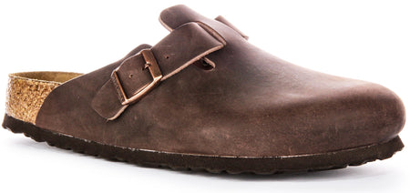 Zoccoli Birkenstock Boston | Pelle autentica marrone da uomo e da donna