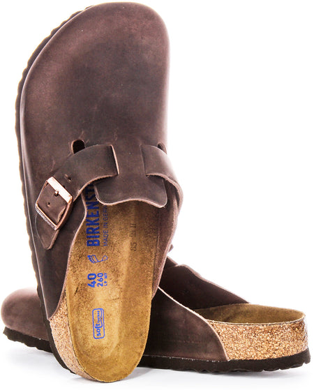 Zoccoli Birkenstock Boston | Pelle autentica marrone da uomo e da donna