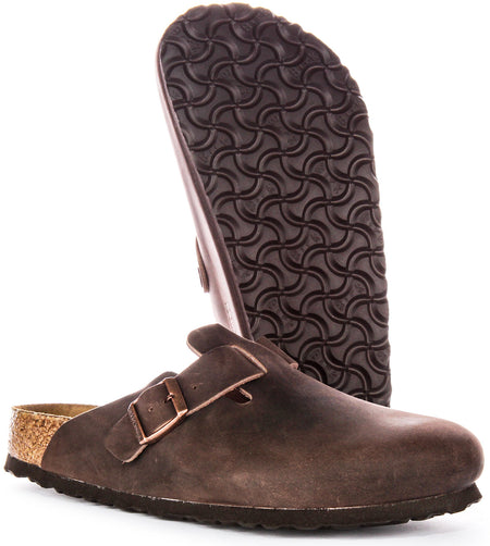Zoccoli Birkenstock Boston | Pelle autentica marrone da uomo e da donna