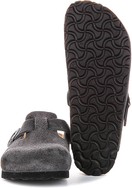Birkenstock Boston klompen | Antraciet suèdeleer voor heren en dames - Smalle pasvorm