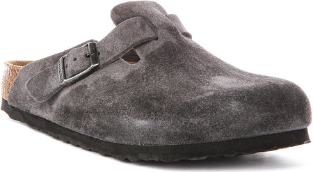 Sabots Birkenstock Boston | Birko-Flor anthracite pour homme et femme - coupe standard