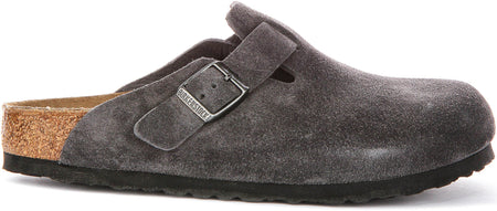 Sabots Birkenstock Boston | Birko-Flor anthracite pour homme et femme - coupe standard