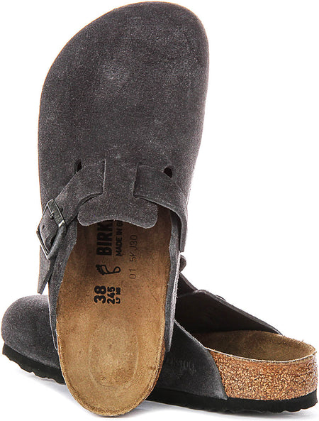 Sabots Birkenstock Boston | Birko-Flor anthracite pour homme et femme - coupe standard