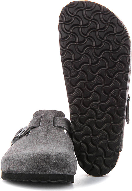 Sabots Birkenstock Boston | Birko-Flor anthracite pour homme et femme - coupe standard