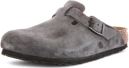 Sabots Birkenstock Boston | Birko-Flor anthracite pour homme et femme - coupe standard