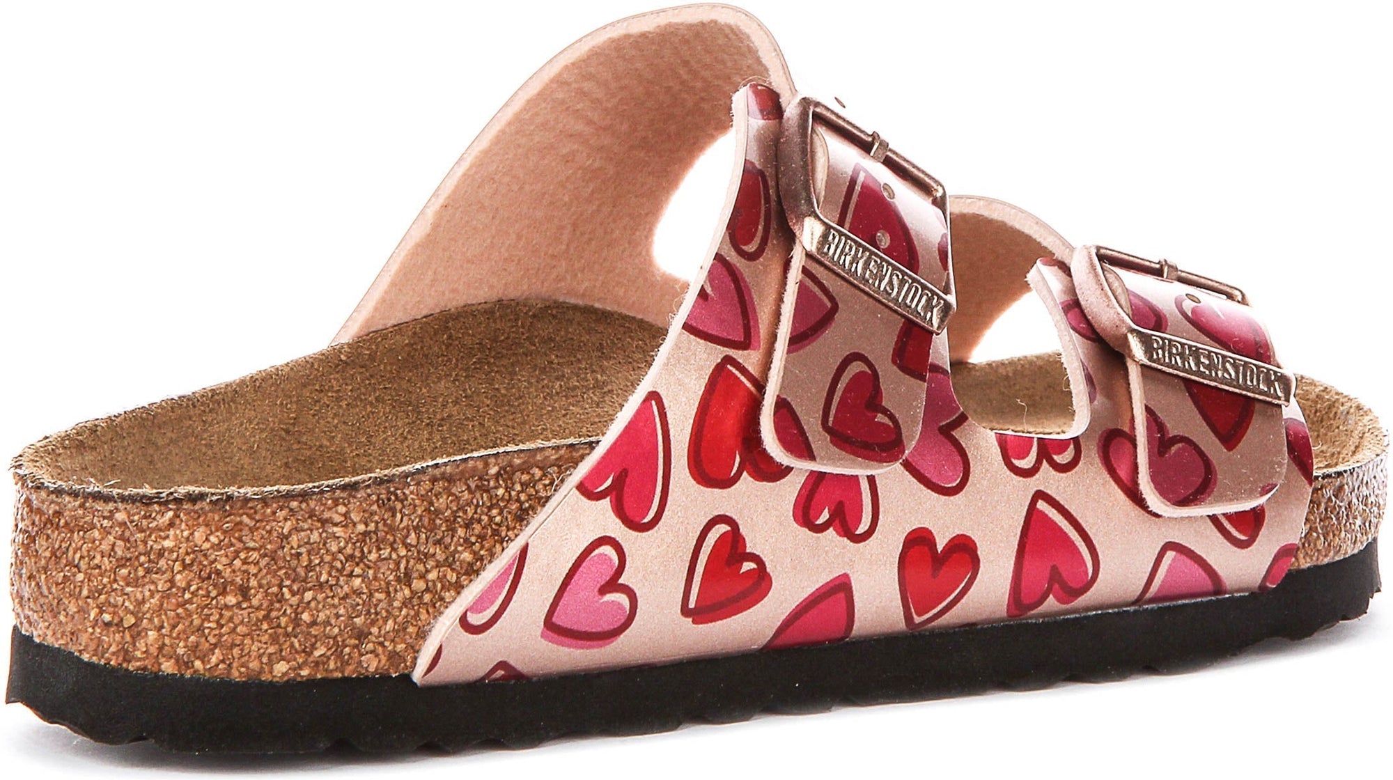 Sandales Birkenstock Arizona | Birko-Flor cuivre - imprimé cœur pour enfant - coupe standard