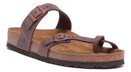 Sandalias Birkenstock Mayari | cuero genuino marrón oscuro para mujer