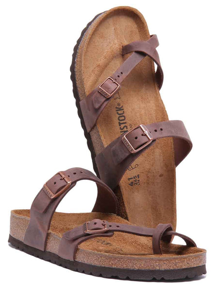 Sandalias Birkenstock Mayari | cuero genuino marrón oscuro para mujer