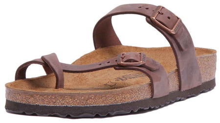 Sandalias Birkenstock Mayari | cuero genuino marrón oscuro para mujer