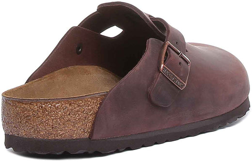 Sabots Birkenstock Boston | cuir véritable marron foncé pour hommes