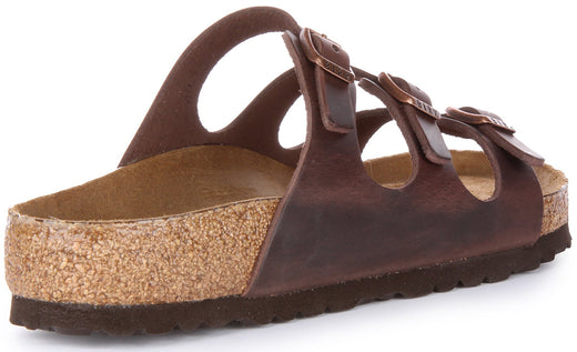 Birkenstock Florida sandalen | donkerbruin echt leer voor dames