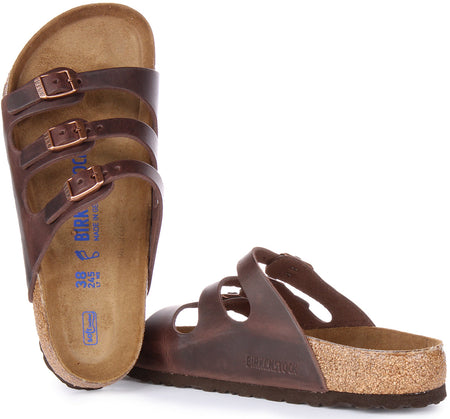 Birkenstock Florida sandalen | donkerbruin echt leer voor dames
